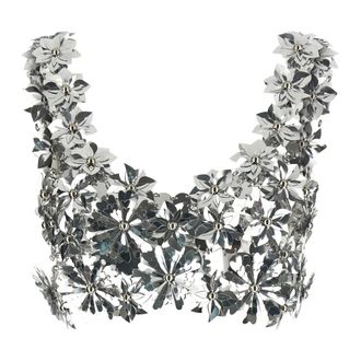 Paco Rabanne Sleeveless Tops, female, Gray, Size: S Crop Bralette Top