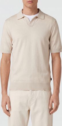 HUGO BOSS Polo in maglia di pura lana vergine con scollo a V e maniche corte