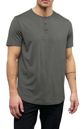 Cuts AO Curved Hem Short Sleeve Henley in Castor Grey at Nordstrom, Size X-Large