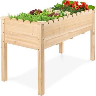 Best Choice Products 48x24x30in Raised Garden Bed, Elevated Wooden Planter for Yard w/ Foot Caps, Liner
