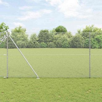 vidaXL Reja Con Postes Plateado 1.5 X 10 M Acero Recubierto De Pvc Vidaxl