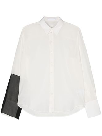 Helmut Lang logo-embroidered silk shirt - White