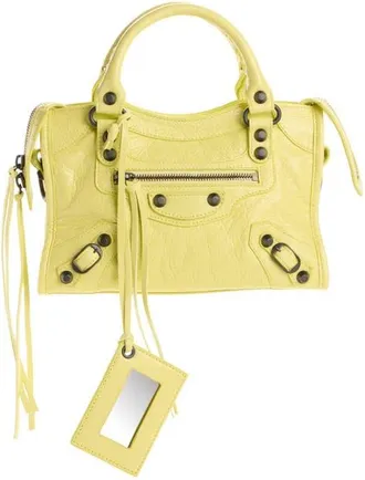 Balenciaga Small Le City Arena Leather Top Handle Bag in 7034 Lemonade at Nordstrom
