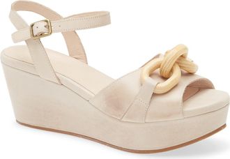 Chocolat Blu Chain Ankle Strap Wedge Sandal in White Sand Leather at Nordstrom, Size 10
