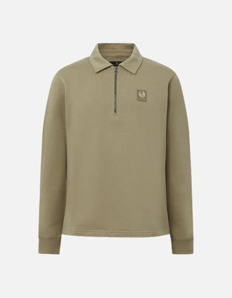 Belstaff Mens Belstaff Curator Collared Sweatshirt Fatigue Green - Tan - Size: 46