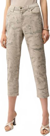 Joseph Ribkoff Slim Cropped Floral Trousers In Taupe/gold