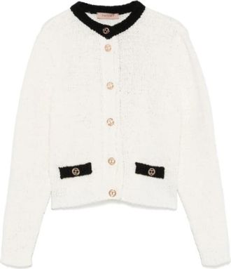 Twinset Gebreid Vest met Gouden Knopen - Dames - Vesten - Wit - M - Truien & Vesten