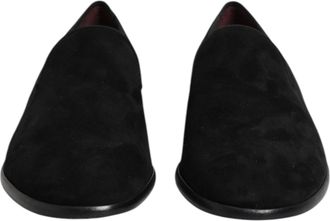 Dolce & Gabbana Black Suede Slip On Loafers Formal Mens Shoes
