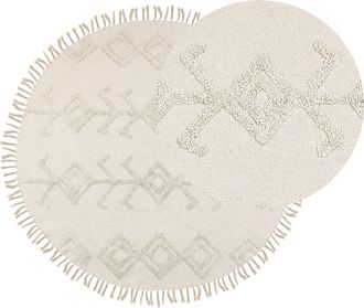 Beliani Alfombra De Algod&oacute;n Beige Claro 140 Cm Flecos Sala De Estar Dormitorio Harran