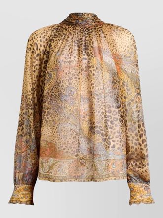 Etro silk chiffon paisley animal-print blouse
