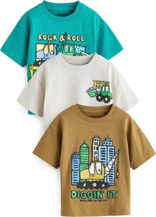 Next Kids Digger Assorted 3-Pack Cotton T-Shirts in Green Multi at Nordstrom, Size 1.5-2Y