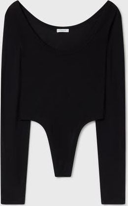 Silk Laundry CUTAWAY LONG SLEEVE BODYSUIT BLACK at Nordstrom, Size X-Small Au