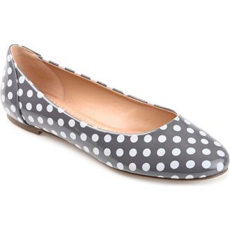 Journee Collection JOURNEE Kavn Flat in Grey/White Dot at Nordstrom Rack, Size 5.5