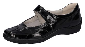 Waldl&auml;ufer Klettschuh WALDL&Auml;UFER HENNI, Damen, Gr. 10 (44,5), schwarz (schwarz gl&auml;nzend), Lackleder, Schuhe Klettschuh, in gl&auml;nzender Lackoptik, H-Weite