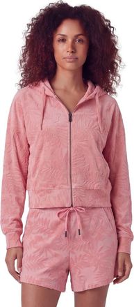 Lords of Harlech Womens Cropped Terry Toweling Zip Hoodie in Coral at Nordstrom, Size Xx-Large