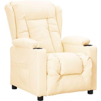 vidaXL Sill&oacute;n Reclinable De Cuero Sint&eacute;tico Crema Vidaxl