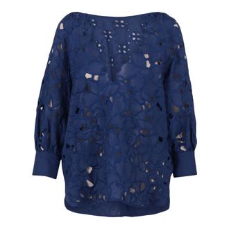 Ermanno Scervino Embroidered Blouse - female - Ermanno Scervino - Blouses - Blue - XS - Blouses & Shirts