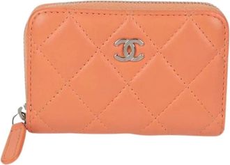 Chanel Pre-owned Wallets, female, Orange, Size: ONE SIZE Pre-owned Classic Zipper Coin Purse Ap0216