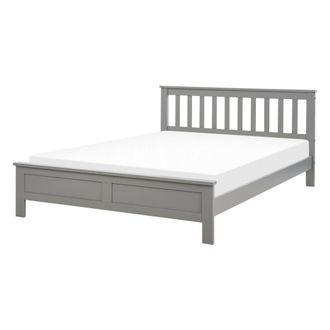 Beliani Beliani - Cama De Madera De Pino Gris 140 X 200 Cm Somier De Listones Estilo Tradicional Mayenne