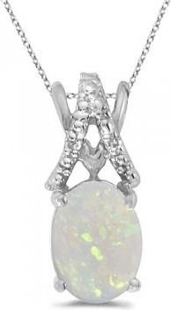 Allurez Opal & Diamond Solitaire Pendant 14k White Gold (1.40ct)