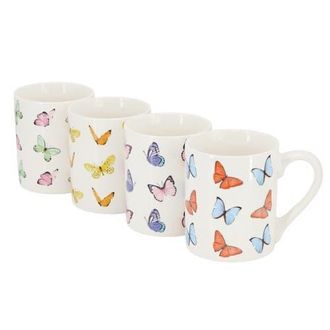 Gibson Home Butterfly Wings 4 Piece 18 Ounce Stoneware Mug Set in White at Nordstrom