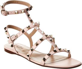 Valentino Rockstud Caged Leather Ankle Strap Sandal