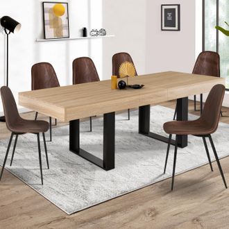 IDMarket Idmarket - Mesa De Comedor Extensible Phoenix 4-8 Personas Madera Y Negro 160-200 Cm