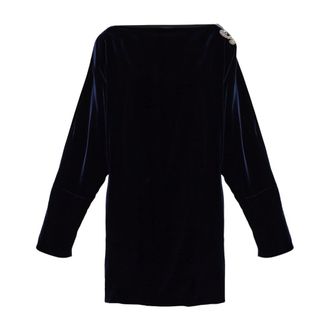 Versace Dames, Jurken, Blauw, Maat: M Velours