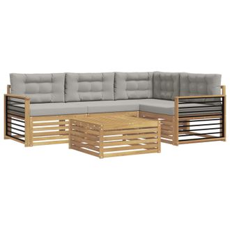 vidaXL Conjunto De Sof&aacute;s De Exterior 6 Pcs Blanco Y Gris Claro Vidaxl