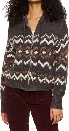 Sanctuary Zip Up Fair Isle Hoodie In Mocha