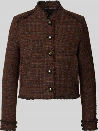 Mango Regular Fit Kurzblazer mit Woll-Anteil in Mittelbraun, Größe XS