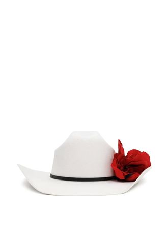 Willy Chavarria floral-appliqu&eacute; hat - men - Wool Felt - One Size - White