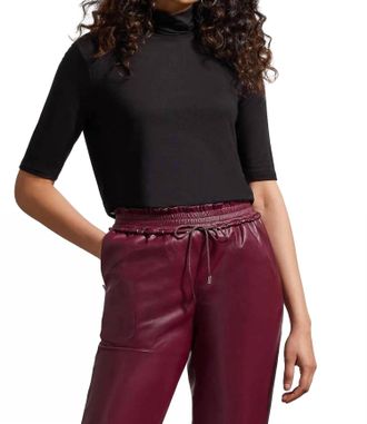 Tribal French Terry Elbow Sleeve Top In Black