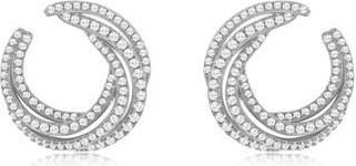 Suzy Levian Pavé Cubic Zirconia Twisted Hoop Earrings in White at Nordstrom Rack