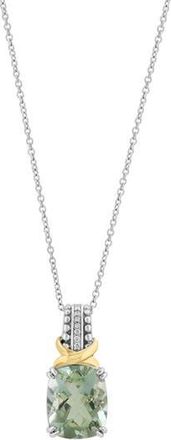 Effy Sterling Silver & 14K Gold Green Quartz & Diamond Pendant Necklace at Nordstrom Rack, Size 18