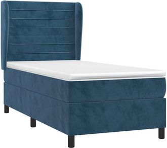 vidaXL Vidaxl - Cama Box Spring Con Colch&oacute;n Terciopelo Azul Oscuro 100x200 Cm