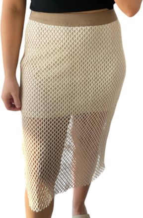 Le Lis Blanc Deux Net Midi Skirt In Natural