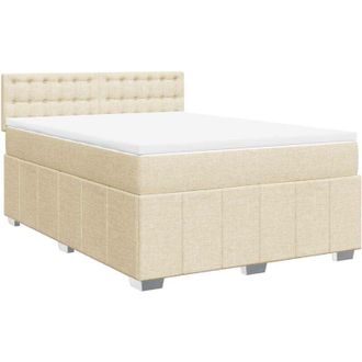vidaXL Cama Box Spring Con Colch&oacute;n Tela Color Crema 140x190 Cm Vidaxl