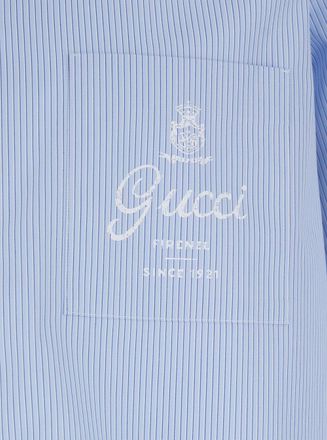 Gucci Striped Cotton Bowling Shirt - Blue