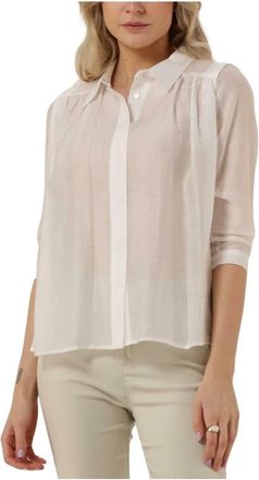 Minus Aneda 3/4 Sleeve Shirt - Dames - Overhemden - Wit - S - Overhemden