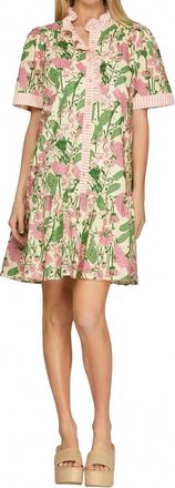 She + Sky Short Sleeve Mini Printed Dress In Pink