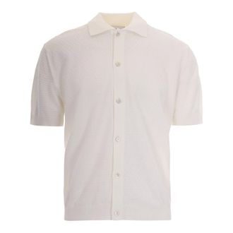 Paolo Pecora Short Sleeve Shirts, male, White, Size: 2XL Buttoned Collared Polo Shirt
