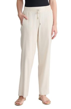 Jones New York Drawstring Waist Linen Blend Pants in Natural Stone at Nordstrom, Size X-Large