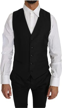 Dolce & Gabbana Wol-Zijden Formeel Vest - Heren - Gillet - Zwart - S - Wol - Kostuums