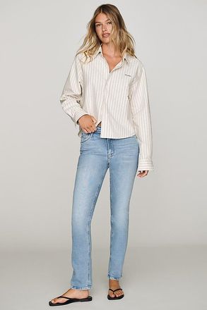 Mother Dazzler Hover Mid-Rise Straight-Leg Jeans