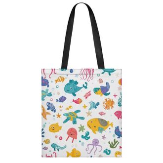 Generic Jellyfish Turtles Under Sea Womens Tote Casual Shopping Bag Lightweight Shoulder Bags Hobos Handbag for Work Travel Daily 35x40cm