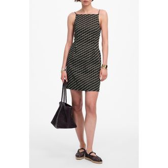 Madewell Dot High Neck Linen Blend Minidress in Soft Charcoal at Nordstrom Rack, Size 10