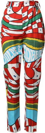 Dolce & Gabbana Multicolor Geometric Pattern Straight Womens Pants