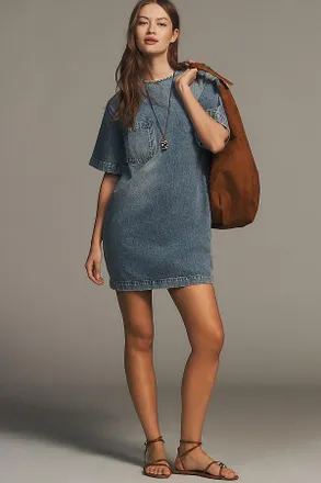 Anine Bing Tulah Short-Sleeve Denim Dress
