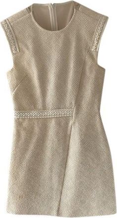 Maje Beige Tweed Woven Trimmed Mini Dress Size XS